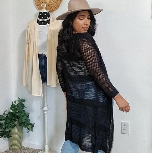 GOOD VIBES BLACK STRIPE CARDIGAN - Picture 9 of 15